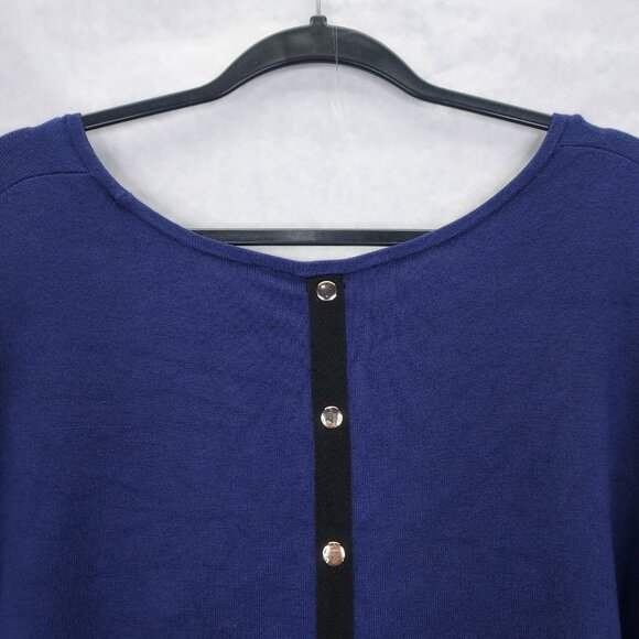 Soft Surroundings Trieste Sweater Small Long Sleeve Tunic Back Snap Accent Navy - Picture 4 of 12